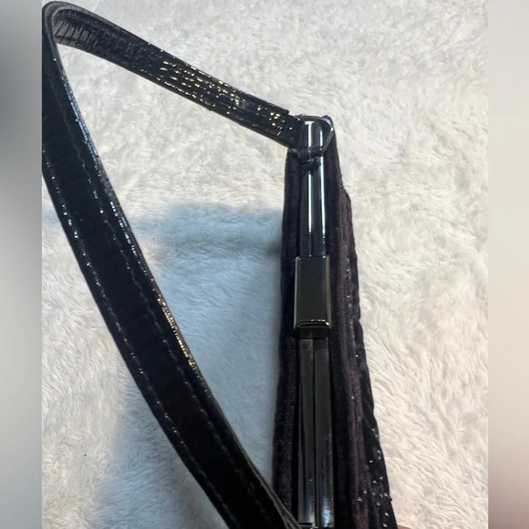 Vintage Marcy Avane’ Black Burnt Embossed Velvet Beaded Evening Bag Holiday - Picture 9 of 16